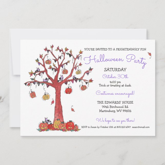 Invitación de Halloween de Cute Pumpkins (Anverso)