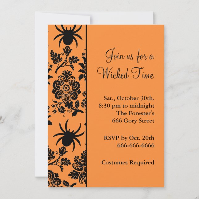 Invitación de Halloween de Damask Spider (Anverso)