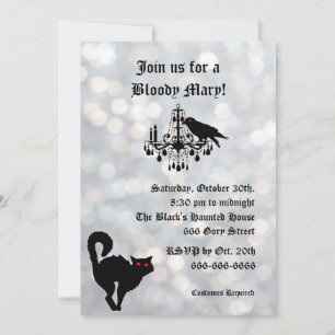 Invitación de Halloween de Damask y Sparkly Silver