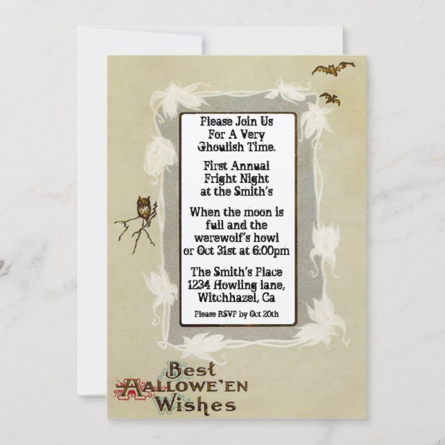 Invitación de Halloween de época (Anverso)