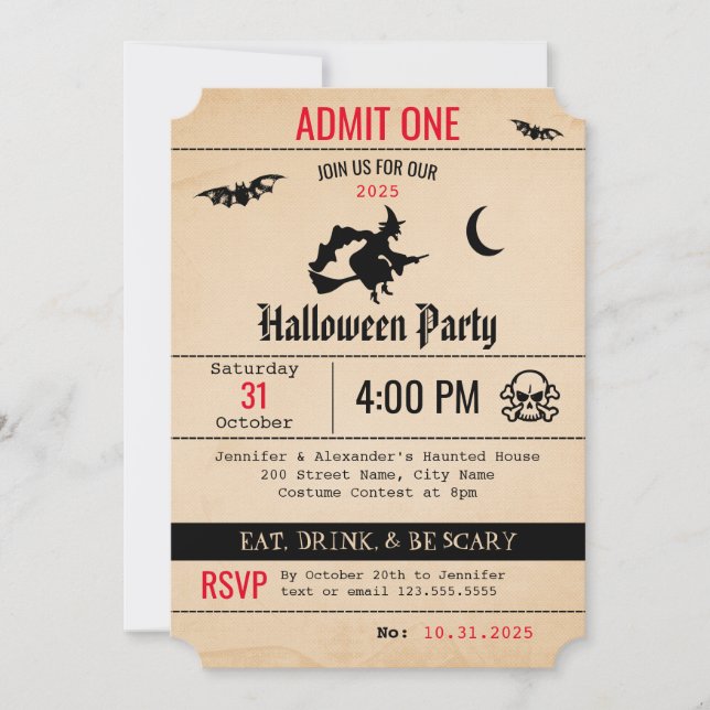 Invitación de Halloween de época (Anverso)