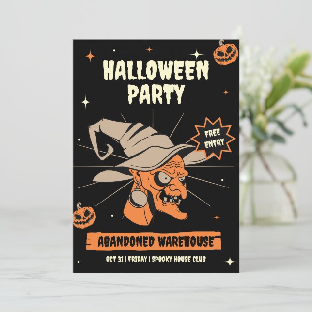 Invitación de Halloween de época, noche de Hallowe (Anverso de pie)