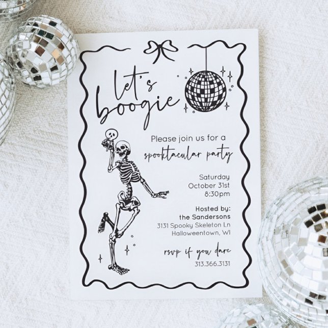 Invitación de Halloween de Esqueleto Let's Boogie (Let's Boogie Skeleton Halloween Invitation)