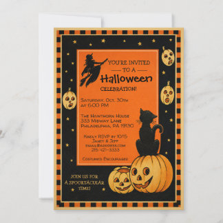 Invitación de Halloween de estilo retro personaliz