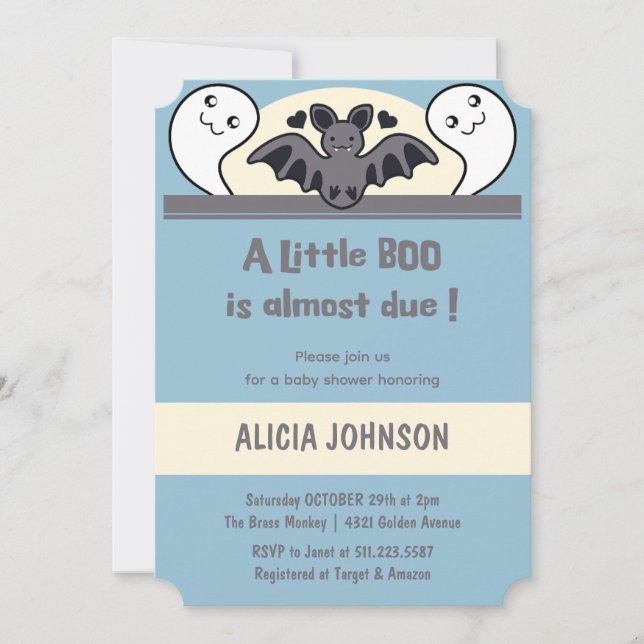 Invitación de Halloween de Fantasma Adorable (Anverso)