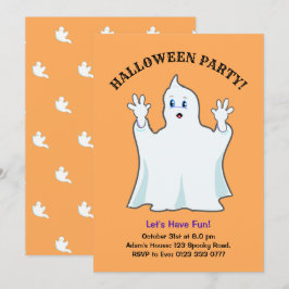 Invitación de Halloween de fantasma de jengibre