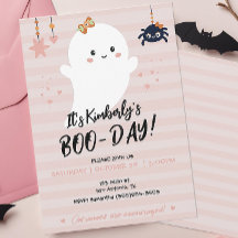 Invitación de Halloween de fantasma Kawaii BOOday