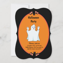 Invitación de Halloween de Fantasma y Murciélagos 