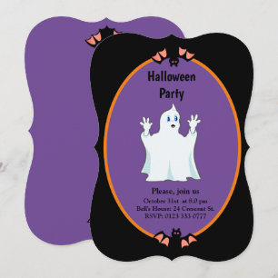 Invitación de Halloween de Fantasma y Murciélagos