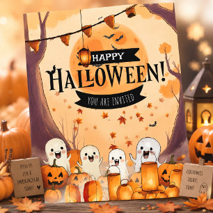Invitación de Halloween de fantasmas lindos y cala