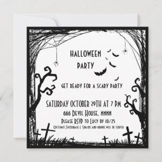 invitación de halloween de fiesta de disfraces par