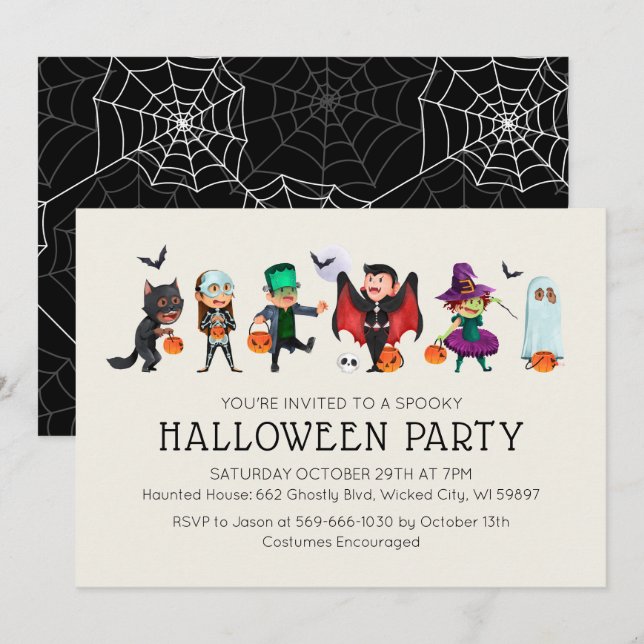 Invitación de Halloween de Fiesta de disfraces par (Anverso / Reverso)
