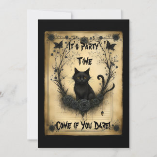 Invitación de Halloween de Gato Negro