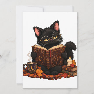 Invitación de Halloween de gato negro espeluznante