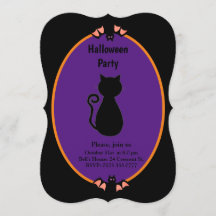 Invitación de Halloween de gato negro moderno y mu