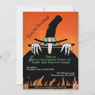 Invitación de Halloween de la Bruja Retro del pers