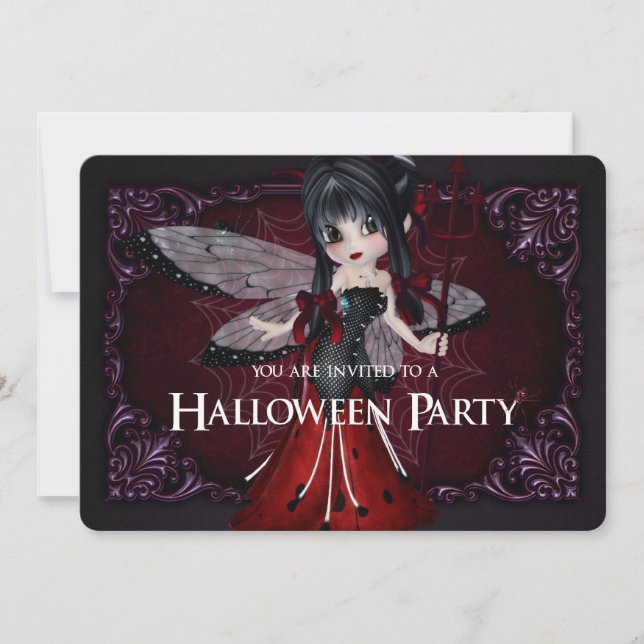 Invitación de Halloween de la Fantasía de la Ladyb (Anverso)