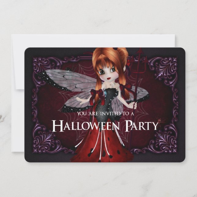 Invitación de Halloween de la Fantasía del Pequeño (Anverso)