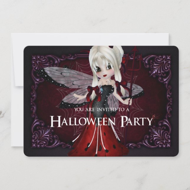 Invitación de Halloween de la Fantasía del Pequeño (Anverso)