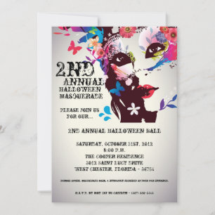 Invitación de Halloween de la Mascarada Floral 5x7