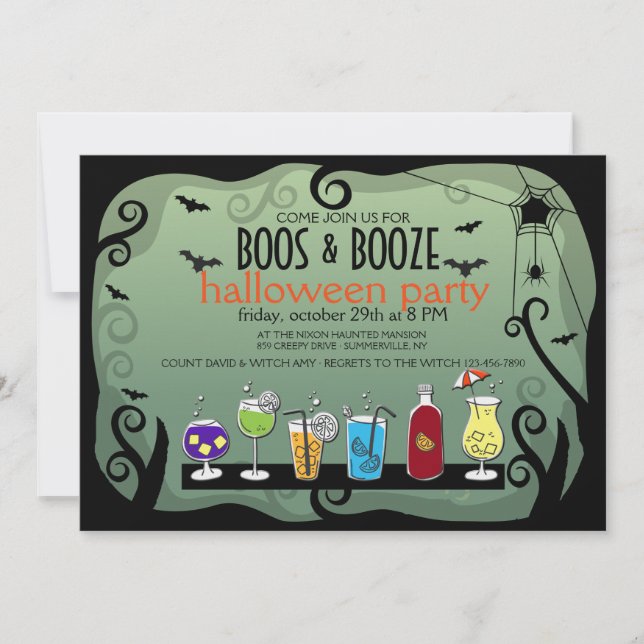 Invitación de Halloween de los ABUCHEOS y de los (Anverso)