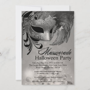 Invitación de Halloween de máscaras de plata las 5