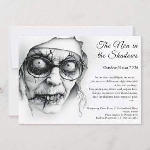 Invitación de Halloween de Monja Espeluznante Reli