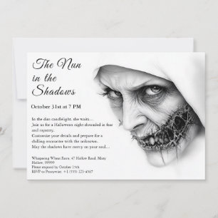Invitación de Halloween de Monja Espeluznante Reli