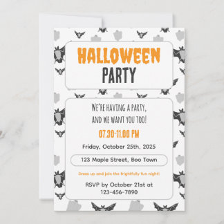 Invitación de Halloween de murciélago y fantasma l