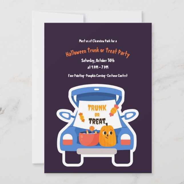 Invitación de Halloween de Noche de Troneo O Trata (Anverso)