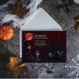 Invitación de Halloween de Noche iluminada por la 