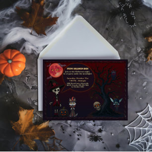 Invitación de Halloween de Noche iluminada por la 