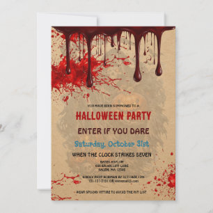 Invitación de Halloween de papel vintage sangrient