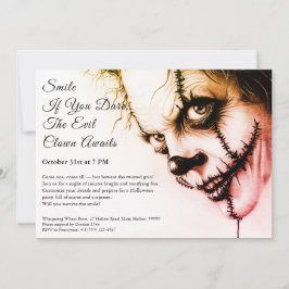 Invitación de Halloween de Payaso Malvado – Sonris