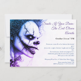 Invitación de Halloween de Payaso Malvado – Sonris