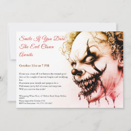 Invitación de Halloween de Payaso Malvado – Sonris