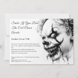 Invitación de Halloween de Payaso Malvado – Sonris
