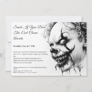 Invitación de Halloween de Payaso Malvado – Sonris