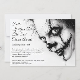Invitación de Halloween de Payaso Malvado – Sonris