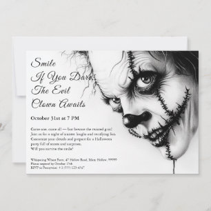 Invitación de Halloween de Payaso Malvado – Sonris