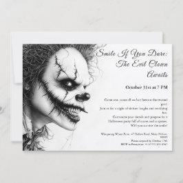 Invitación de Halloween de Payaso Malvado – Sonris