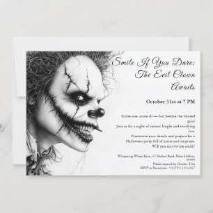 Invitación de Halloween de Payaso Malvado – Sonris