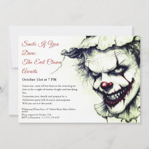 Invitación de Halloween de Payaso Malvado – Sonris