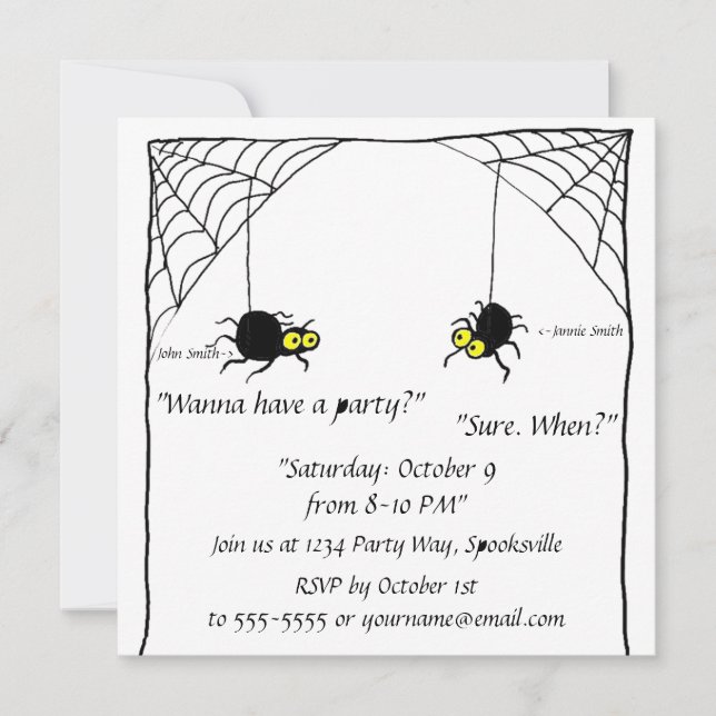 Invitación de Halloween de personalizados Spiders (Anverso)
