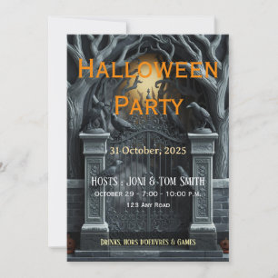 Invitación de Halloween de puerta encantada editab