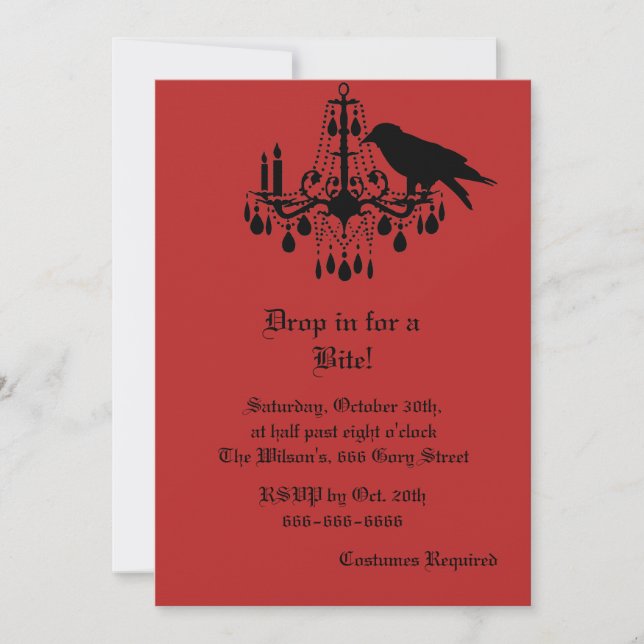 Invitación de Halloween de Raven y Damask (Anverso)