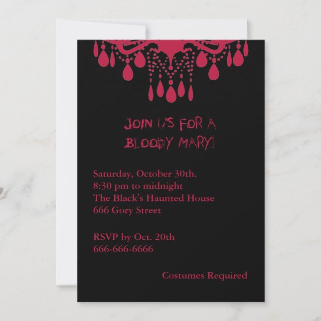 Invitación de Halloween de Red Bloody Mary (Anverso)