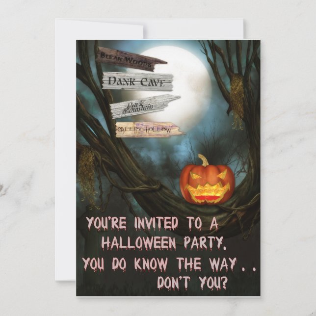 Invitación de Halloween de Rótulos aterradores (Anverso)