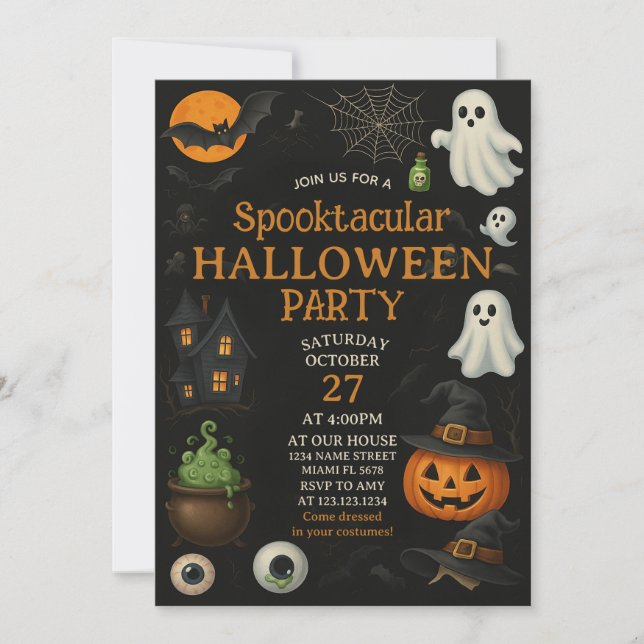 Invitación de Halloween de Spooktacular Costume Ba (Anverso)
