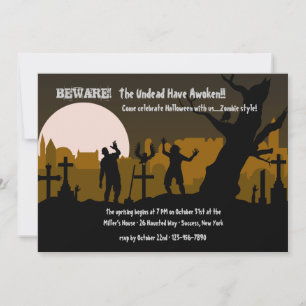 Invitación de Halloween de Zombies del Cementerio